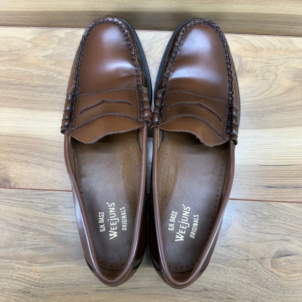 Weejuns GH Bass Larson Penny Loafers Mens 9.5 D Whiskey Business Casual Moc Toe